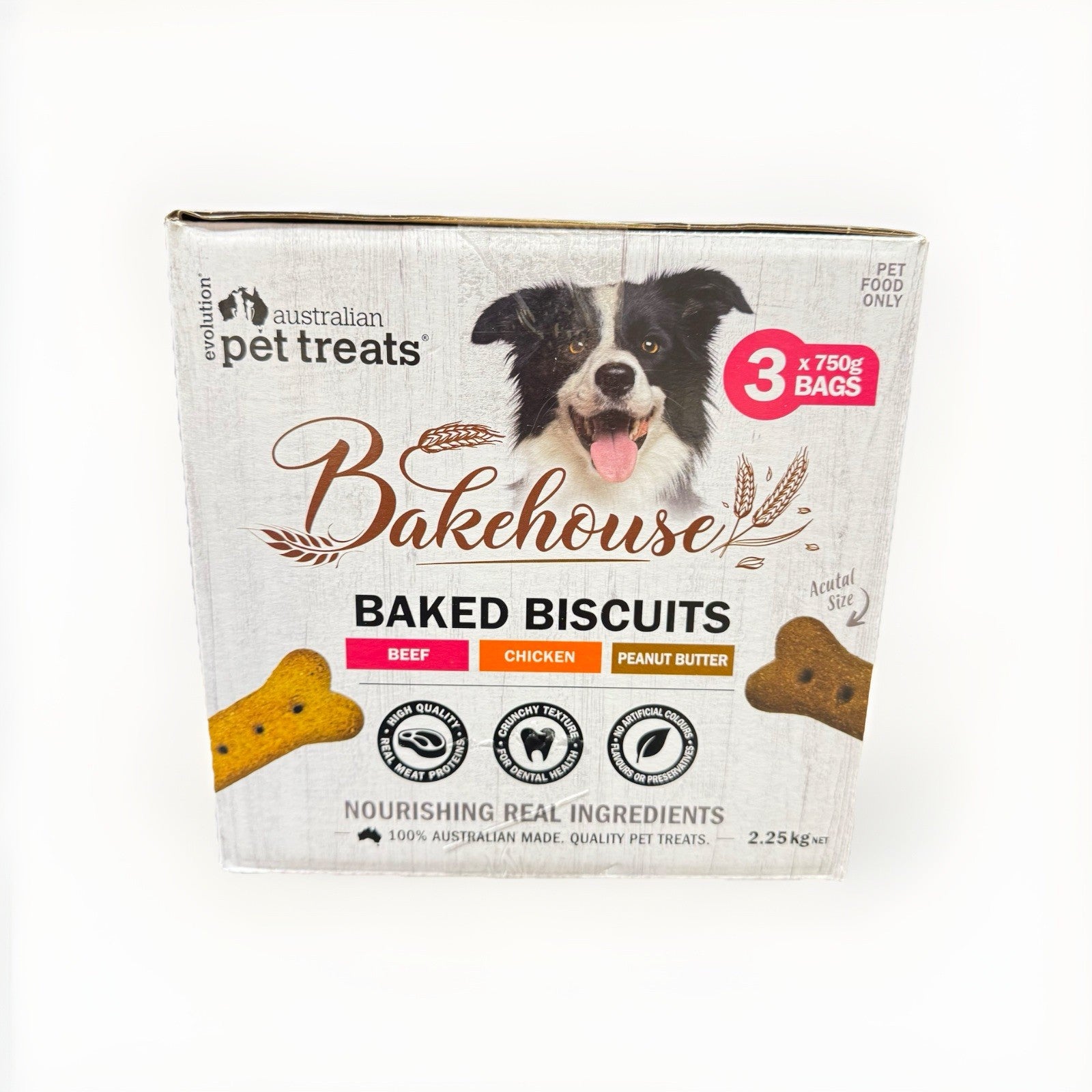 Bakehouse Baked Dog Biscuits Beef Chicken Peanut Butter (3 X 750g) Pet Food Only