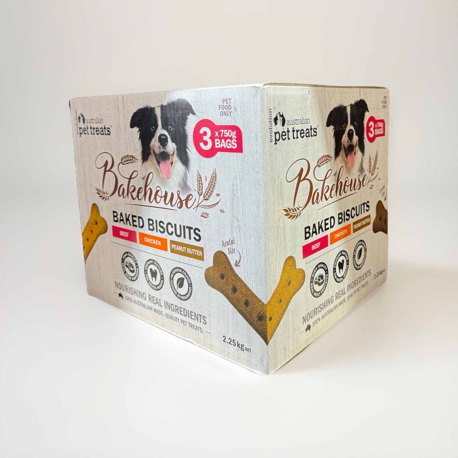 Bakehouse Baked Dog Biscuits Beef Chicken Peanut Butter (3 X 750g) Pet Food Only