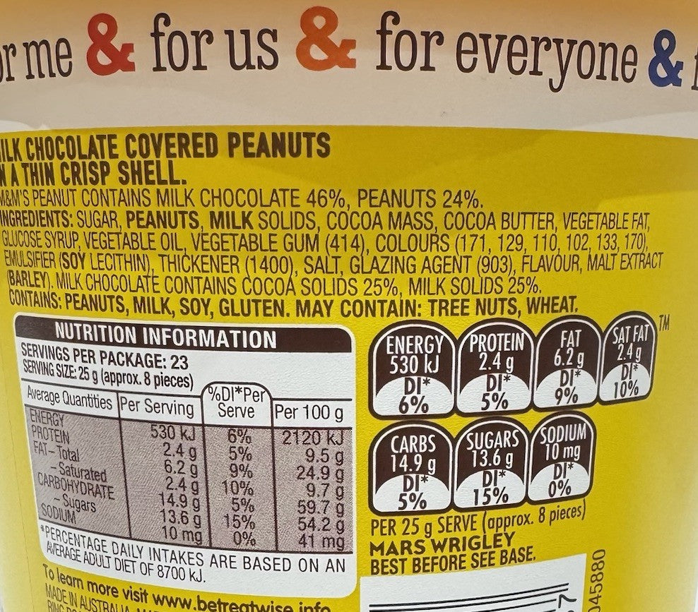 M&M's Peanut Chocolate Snack & Share Party Bucket 575g Lollies Candy Sweets