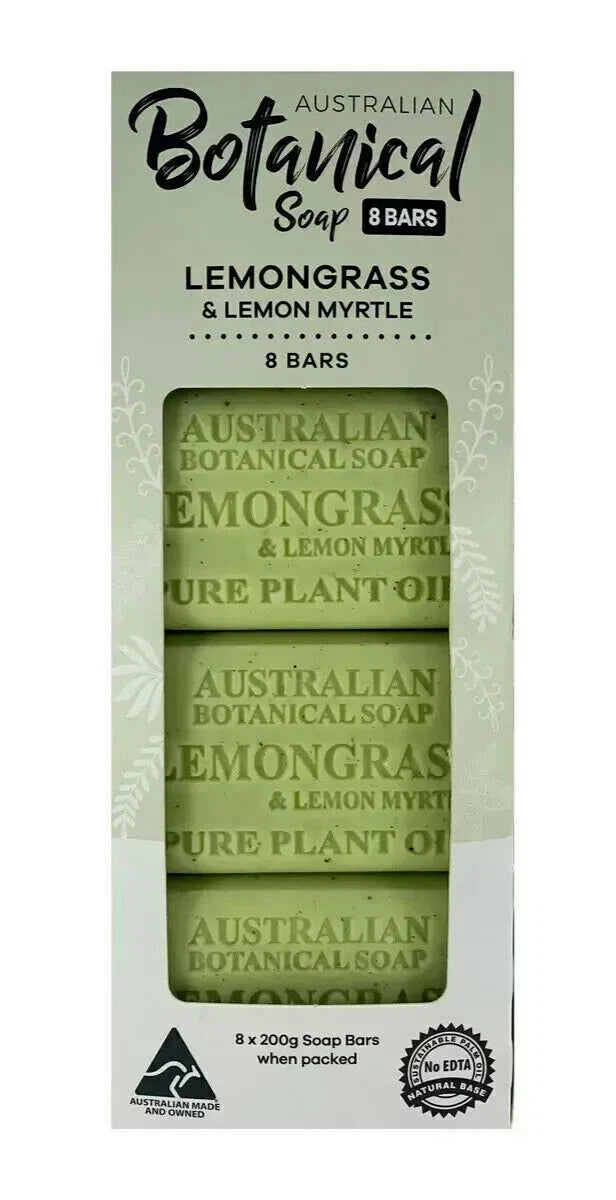 Australian Botanical Bar Soap Lemongrass & Lemon Myrtle 8 Bars x 200g