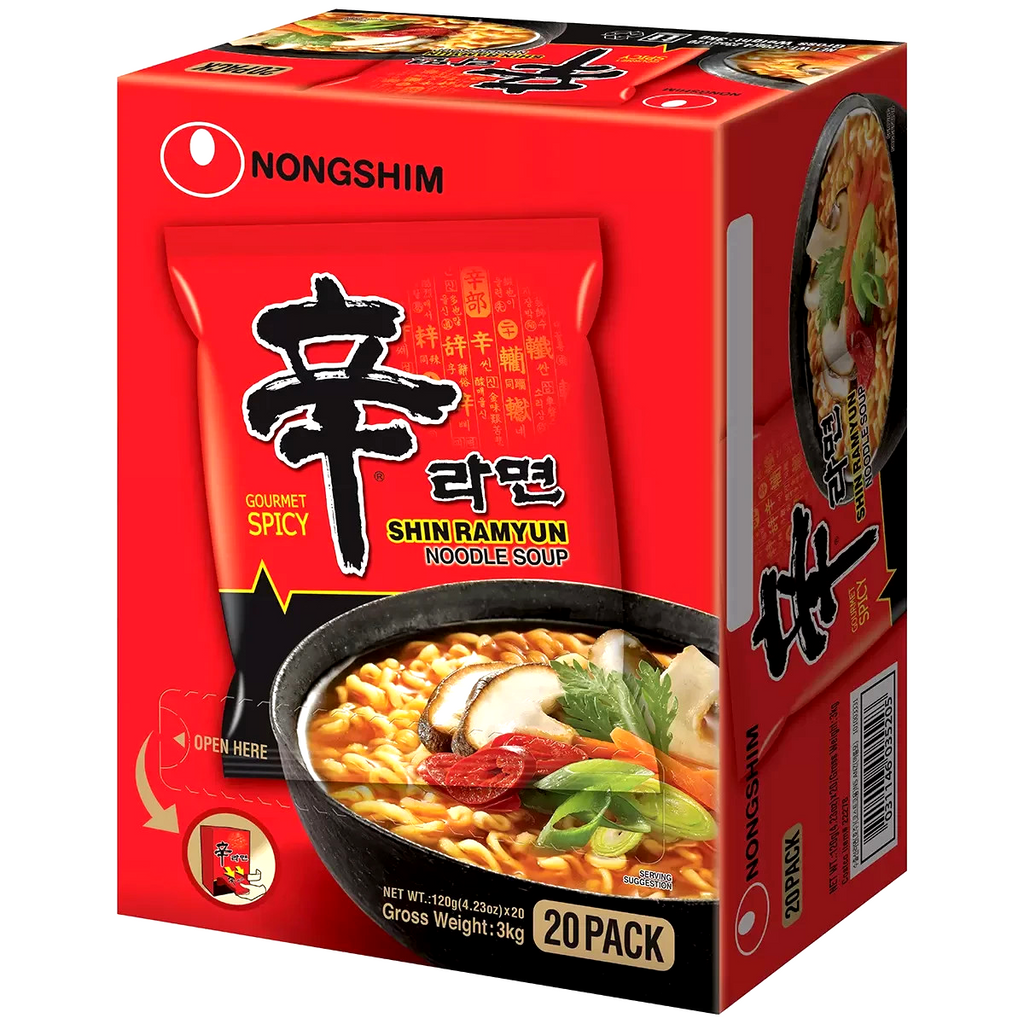 Nongshim Shin Ramyun Spicy Instant Korean Noodles Soup Spicy 120g x 20 Pack