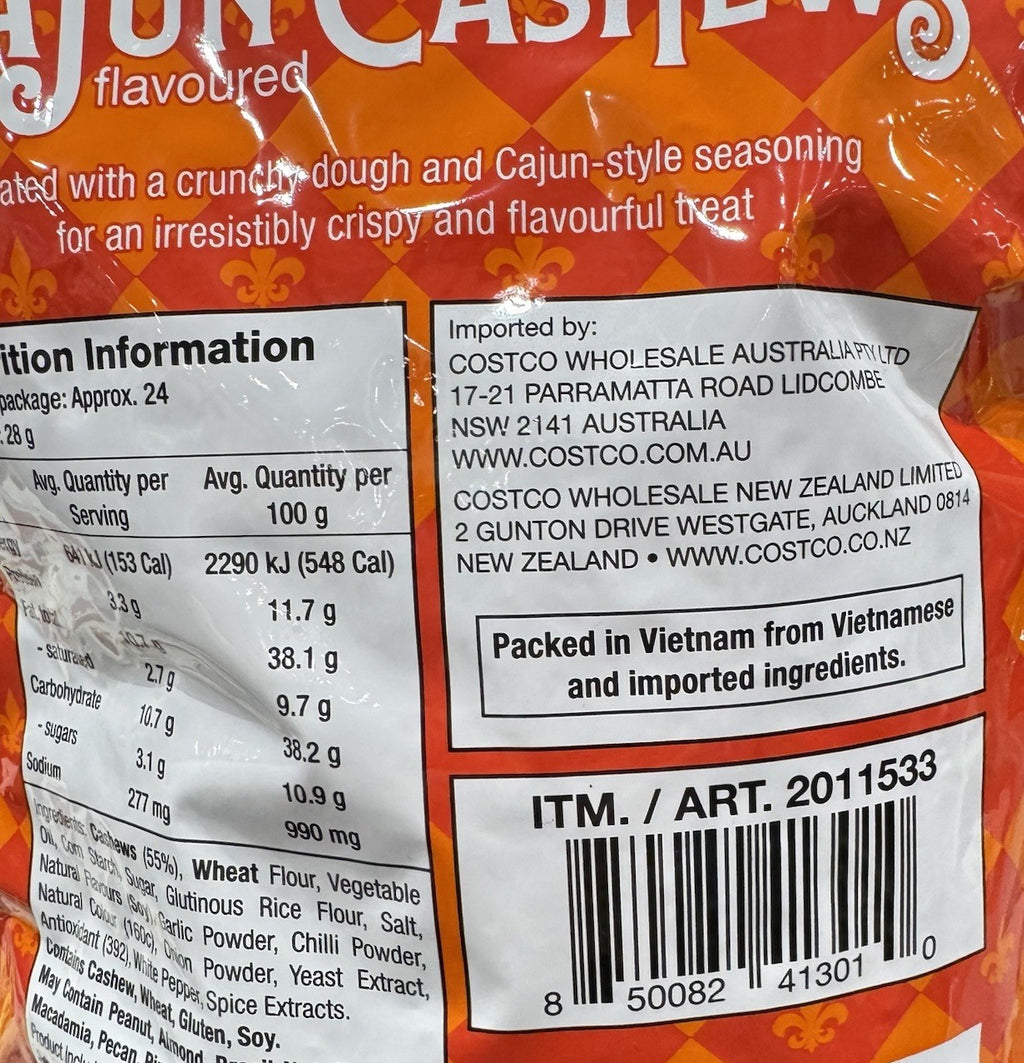 Cajun Cashews Crispy Cracker Coating 680g Crunchy Flavoured Nuts Snack Pantry