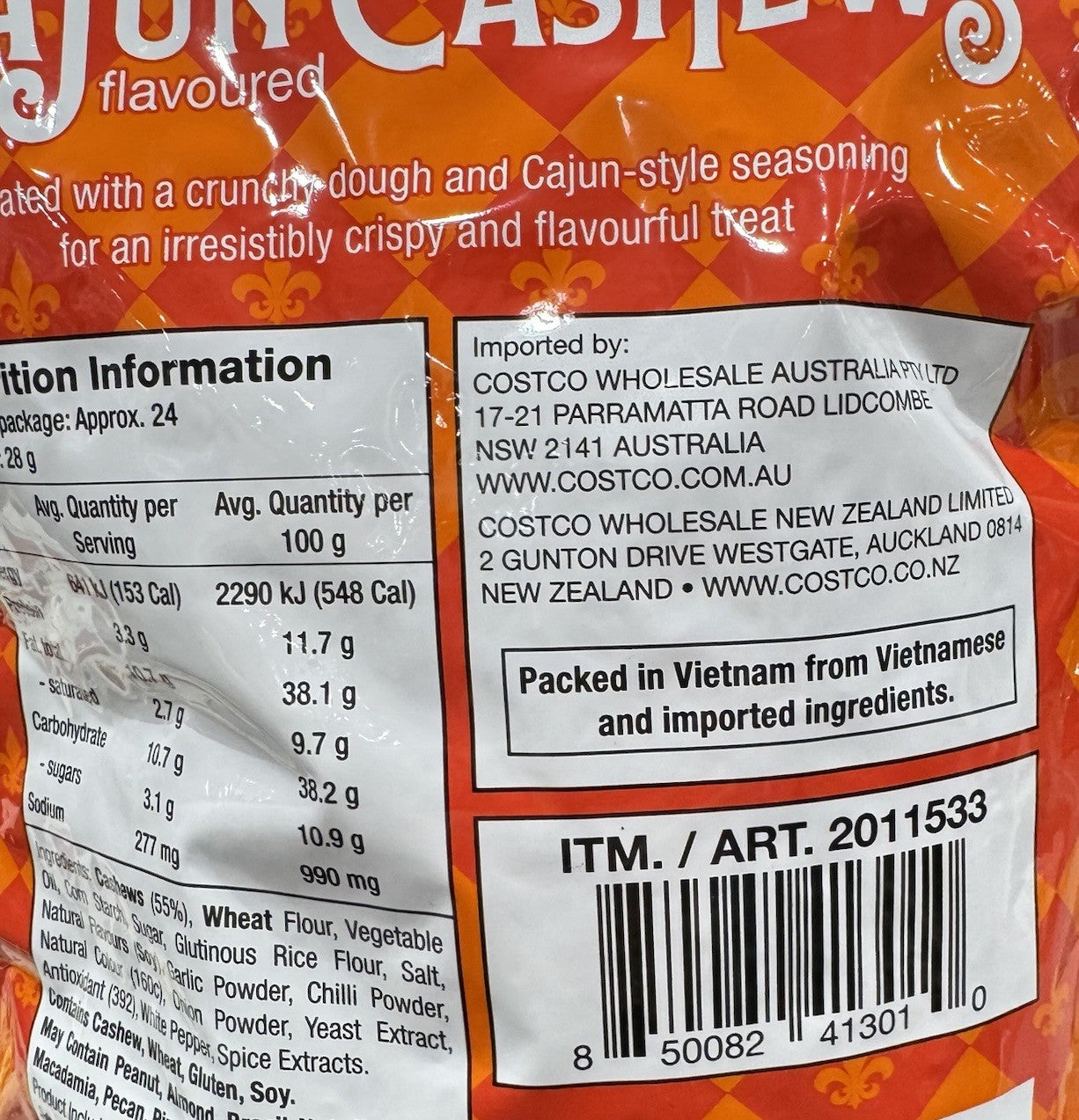 Cajun Cashews Crispy Cracker Coating 680g Crunchy Flavoured Nuts Snack Pantry