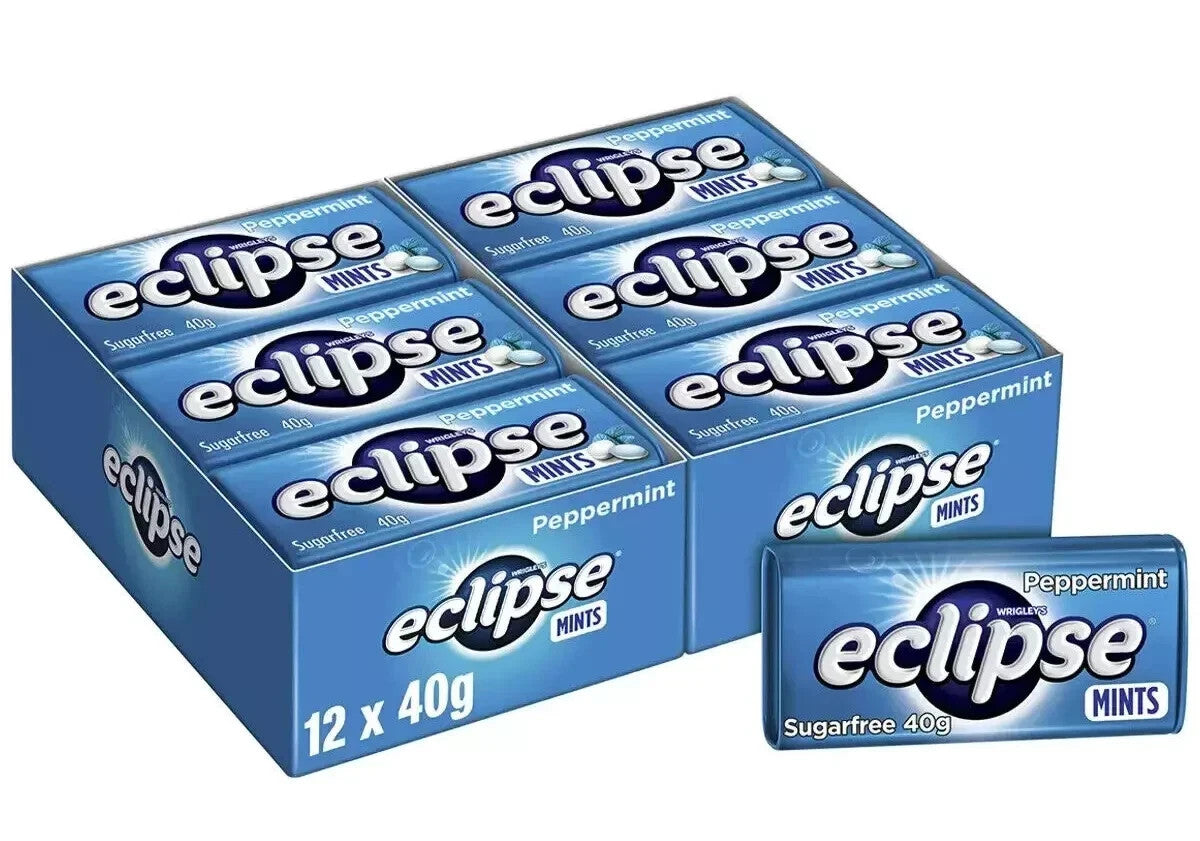 2 Pack X Wrigley's Eclipse Sugarfree Peppermint Mints Fresh Breath Mint 12 x 40g