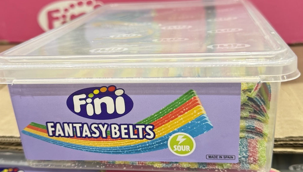 Fini Fantasy Belts  1.2kg Sour Rainbow Flavoured Kids Sweet Candy Lollies Snack