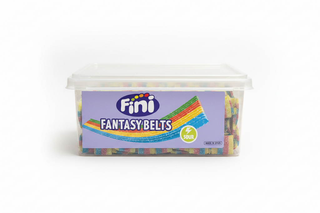 Fini Fantasy Belts  1.2kg Sour Rainbow Flavoured Kids Sweet Candy Lollies Snack