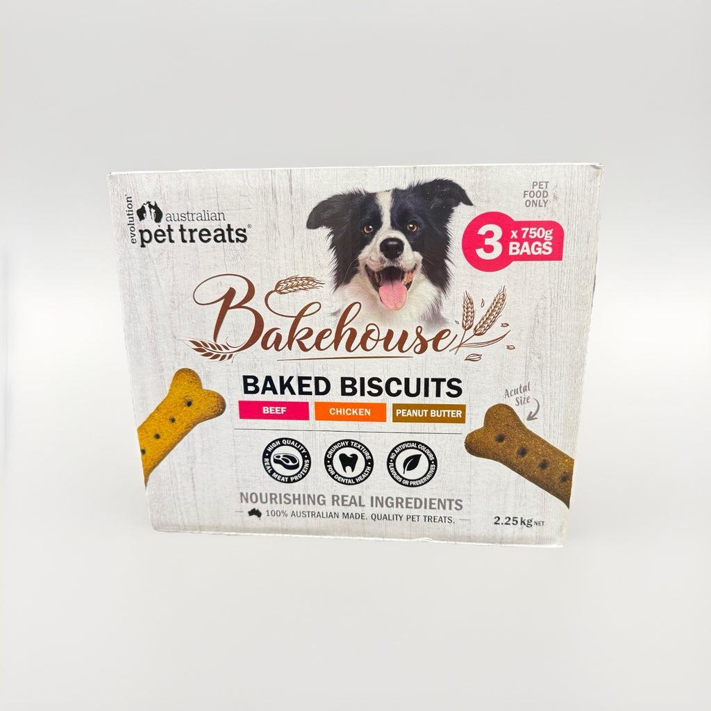 Bakehouse Baked Dog Biscuits Beef Chicken Peanut Butter (3 X 750g) Pet Food Only