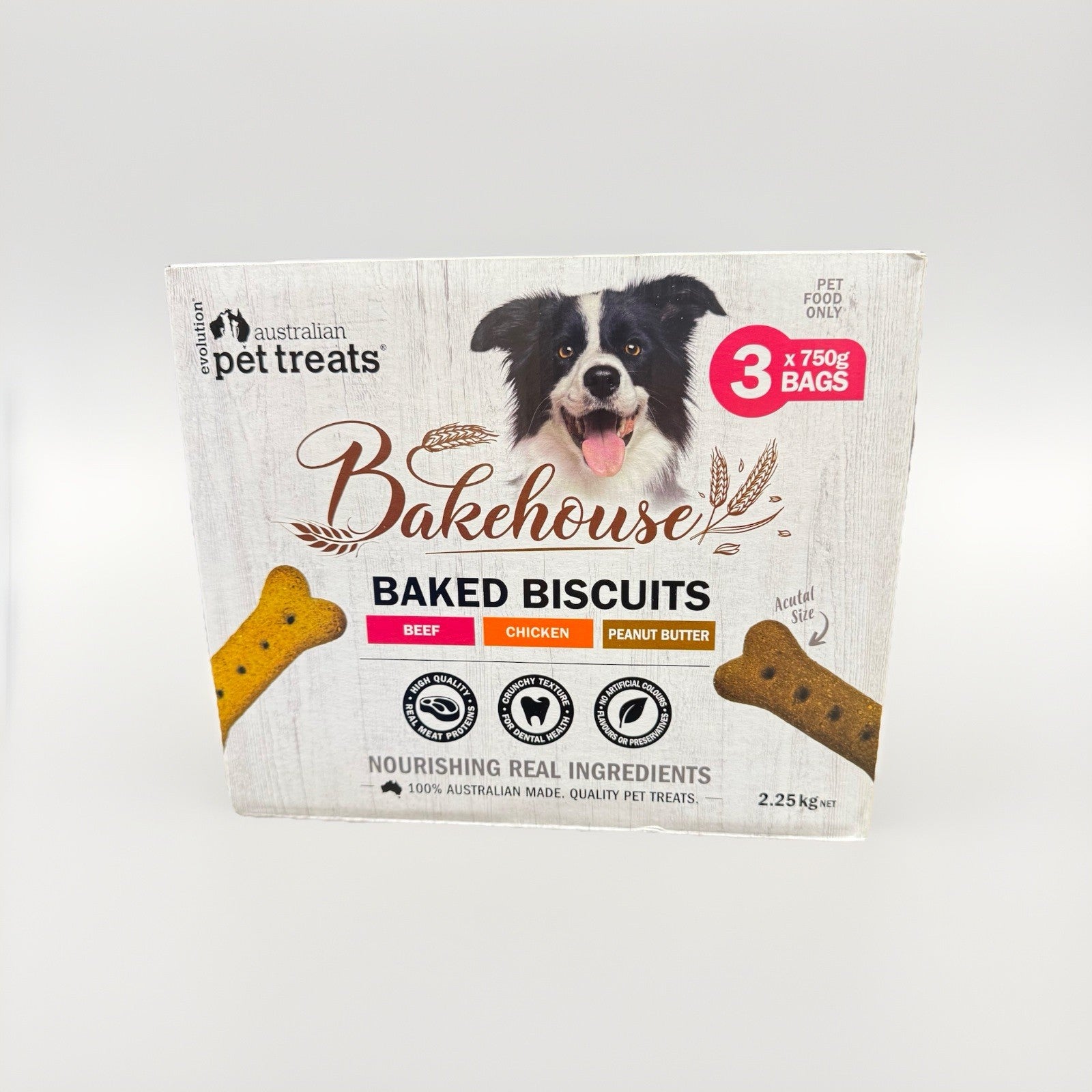 Bakehouse Baked Dog Biscuits Beef Chicken Peanut Butter (3 X 750g) Pet Food Only