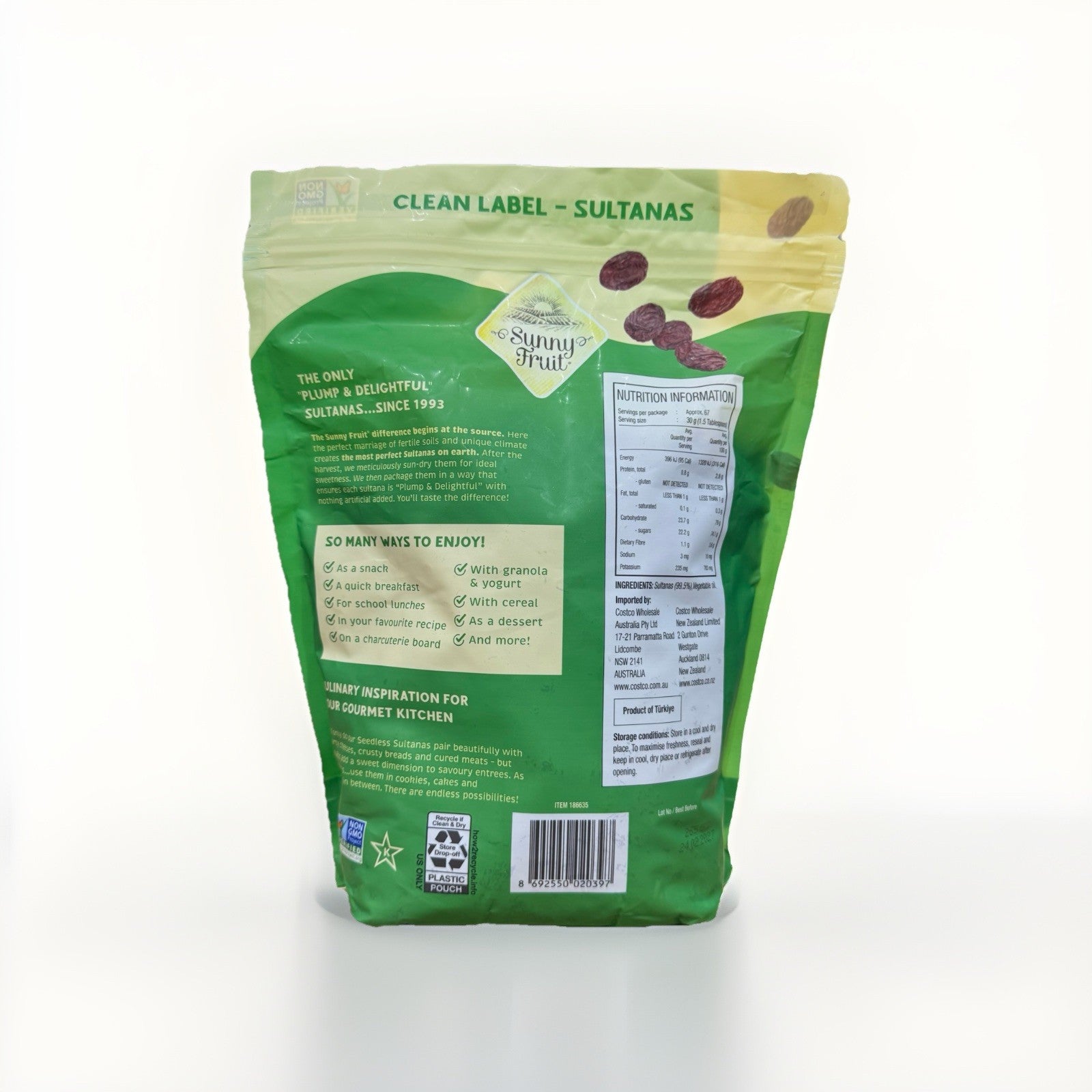 Sunny Fruit Sultanas 2kg Gluten Free Nut Free Vegan Friendly Dessert NON-GMO