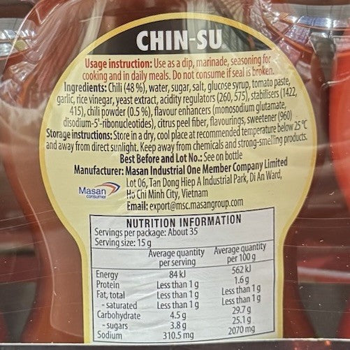 3 Pack x Chin-Su Vietnamese Chili Sauce Variety 1.49kg Sealed Sriracha Hot Sauce