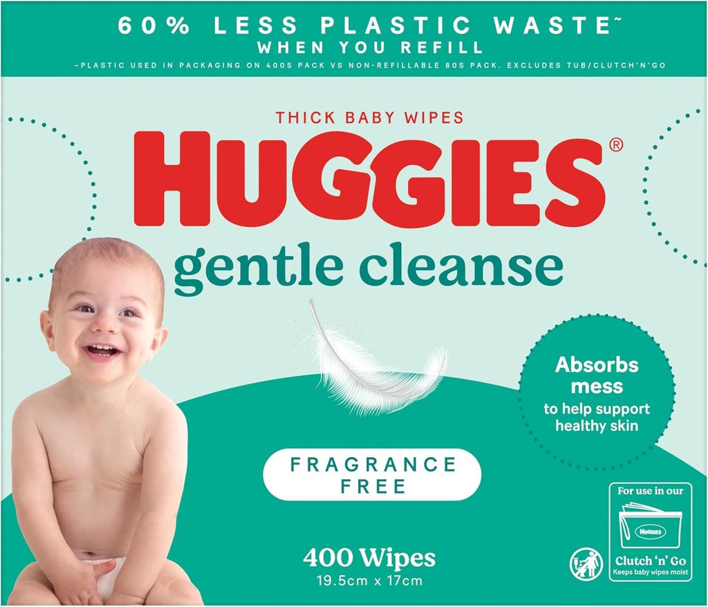 Huggies Fragrance Free Baby Wipes 400 Pack - Gentle Clean for Delicate Skin
