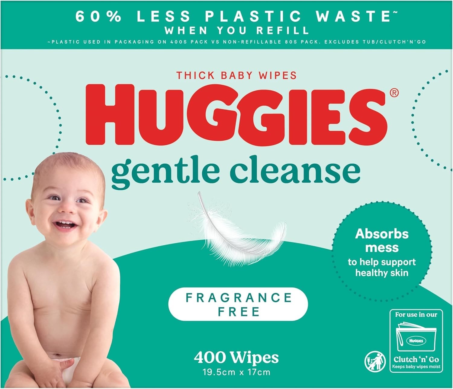Huggies Fragrance Free Baby Wipes 400 Pack - Gentle Clean for Delicate Skin