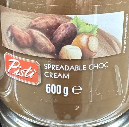 Pisti Spreadable Chocolate Cream Spread 600g-Non GMO, Gluten Free, Made in Italy