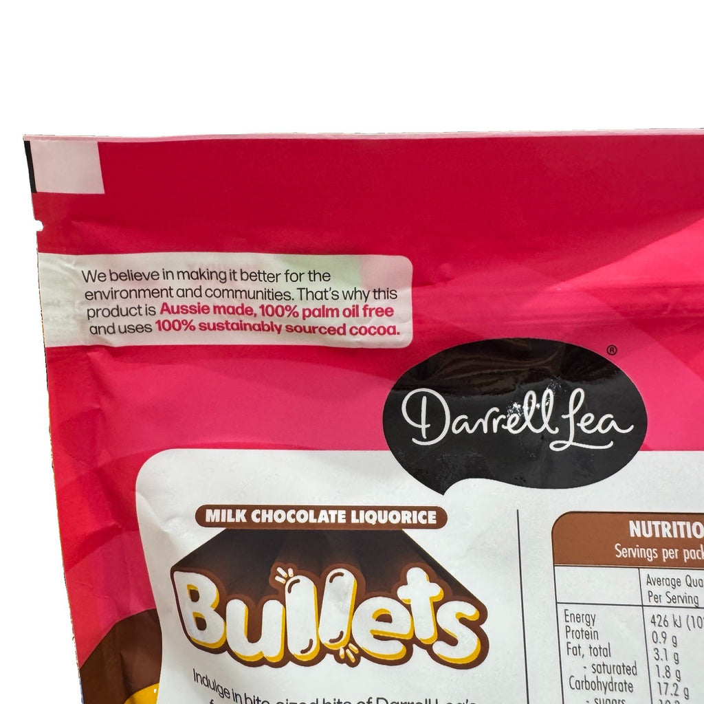 Darrell Lea Milk Chocolate Liquorice Bullets 850g Aussie Lollies Sweets Snack