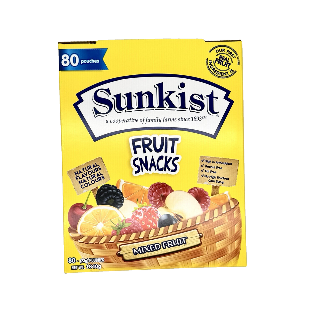 SUNKIST Mixed Fruit 80 x 23g Snacks Fat Free Real Fruit Kids Health Sweet 1.84kg