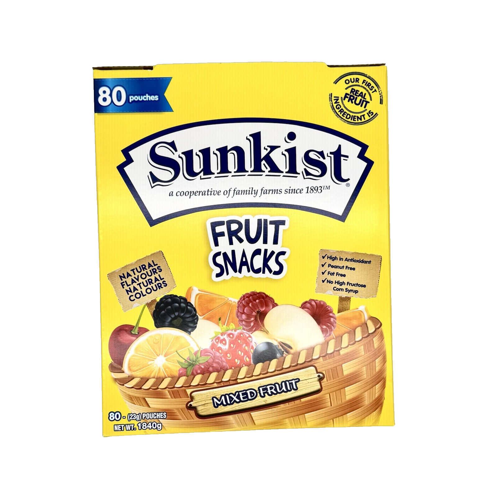 SUNKIST Mixed Fruit 80 x 23g Snacks Fat Free Real Fruit Kids Health Sweet 1.84kg