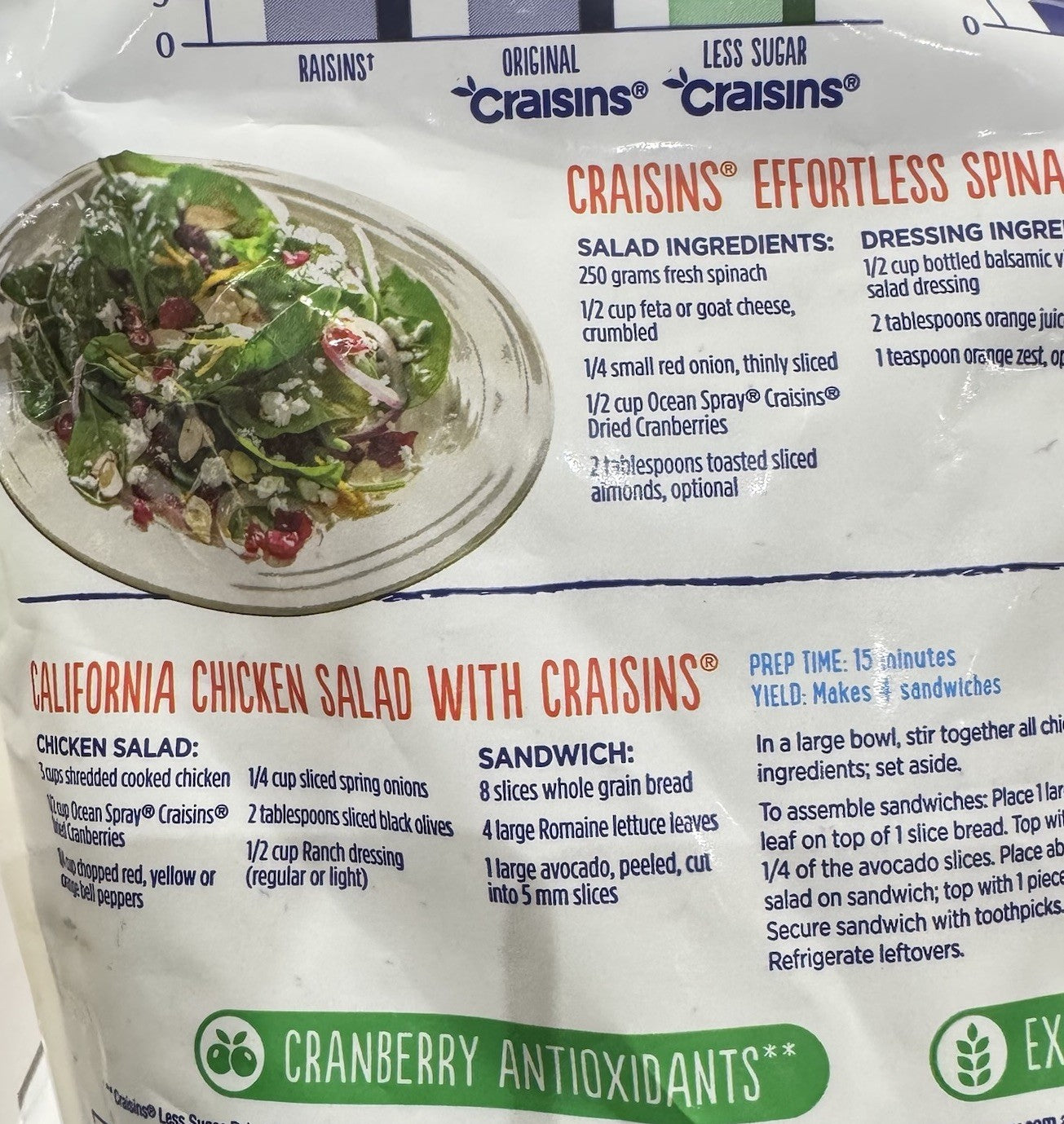 Ocean Spray Craisins Whole Dried Cranberries 1.2KG Original Fruit Juicy Non GMO