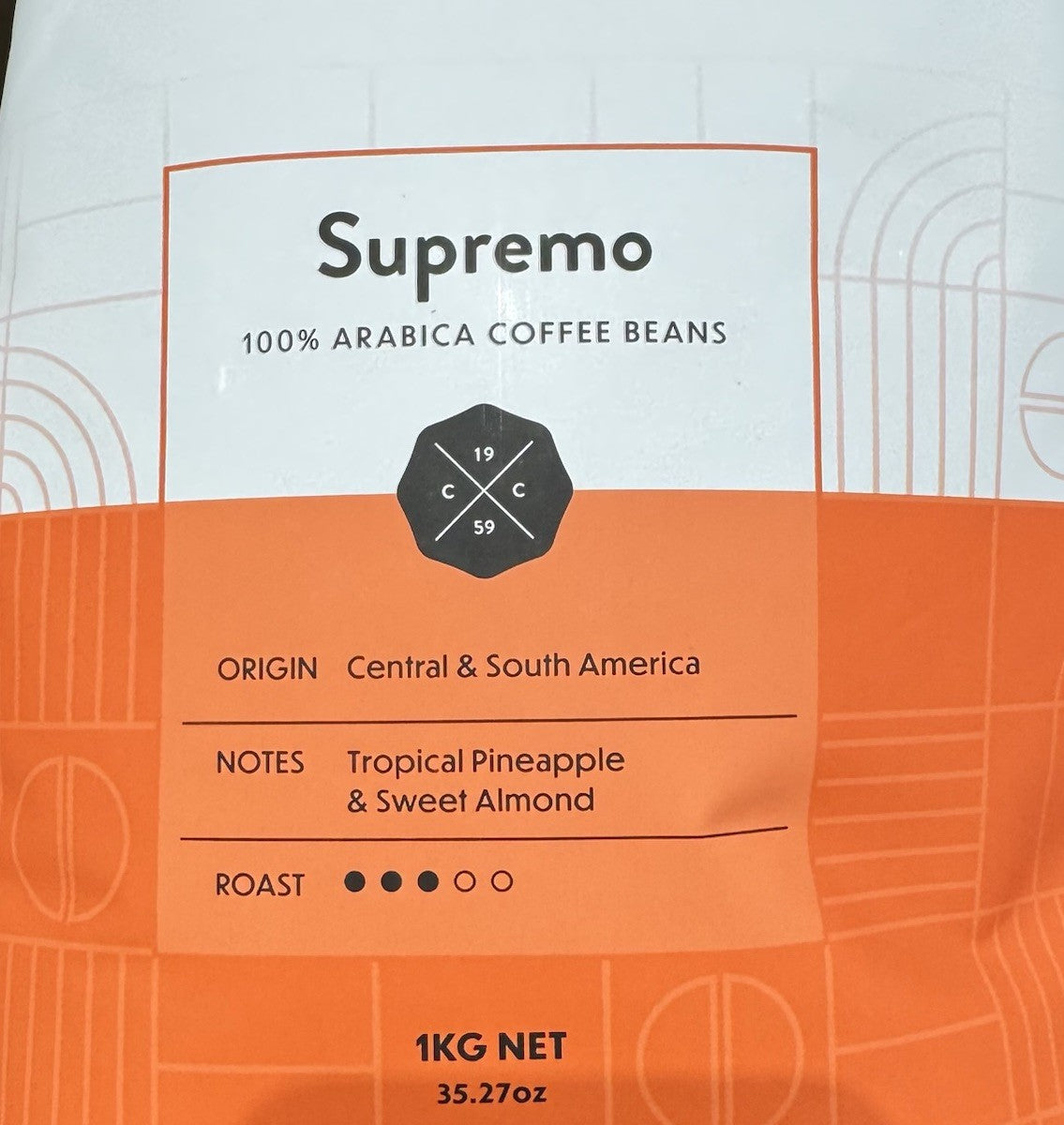 1kg x Coffex Supremo Blend 100% Arabica Whole Coffee Bean Roaster Medium Roast