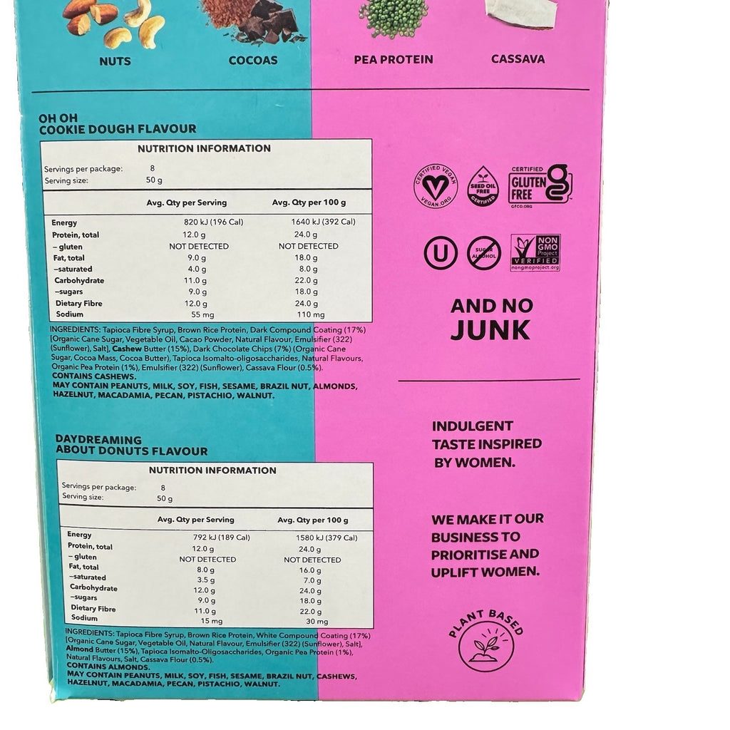 TRUBAR Plant Based Protein Bar Cookie Dough & Donuts Variety Pack 16 Bars 800g