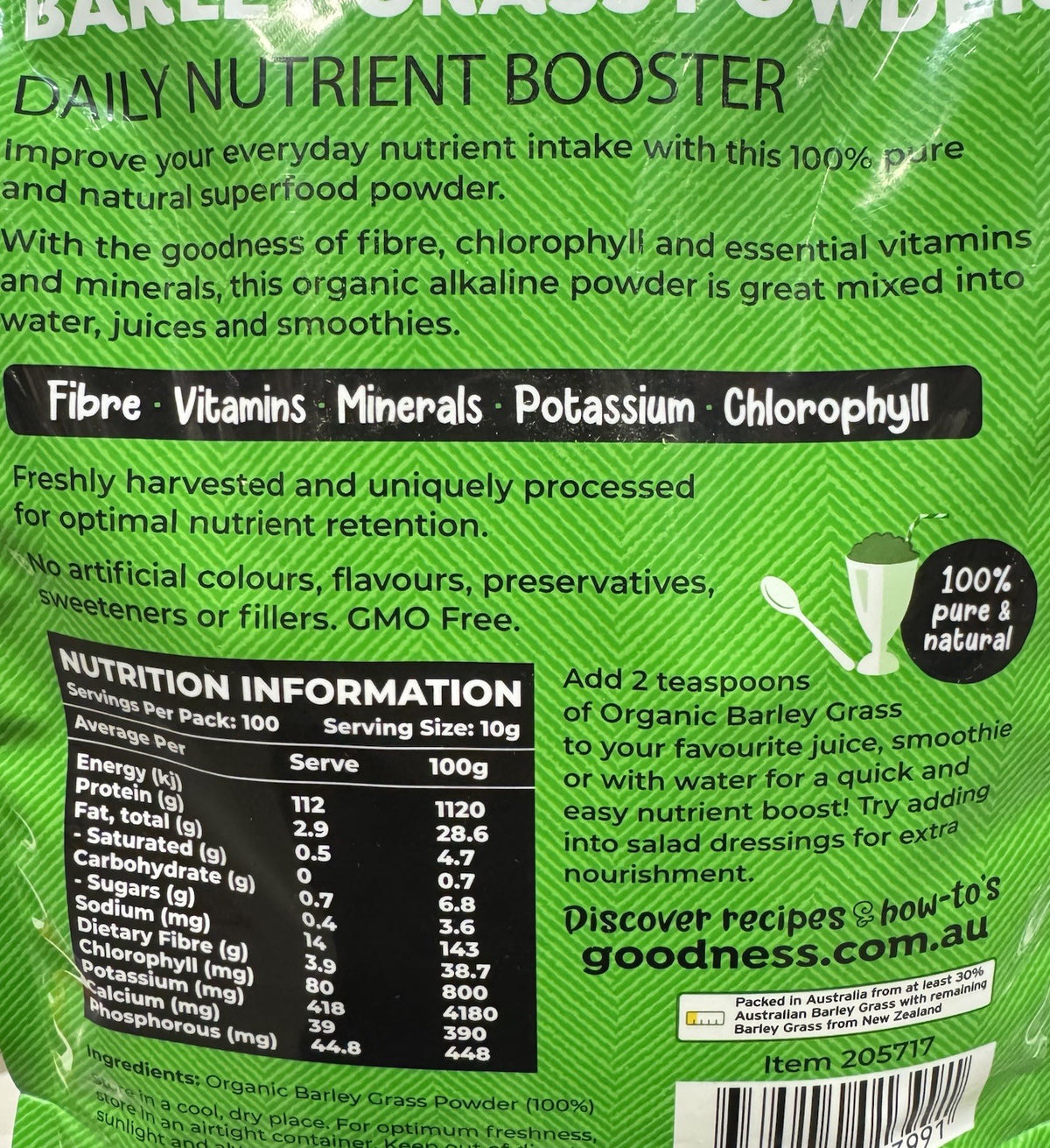 Honest To Goodness Organic Australian Barley Grass Powder 1kg Superfood Pure