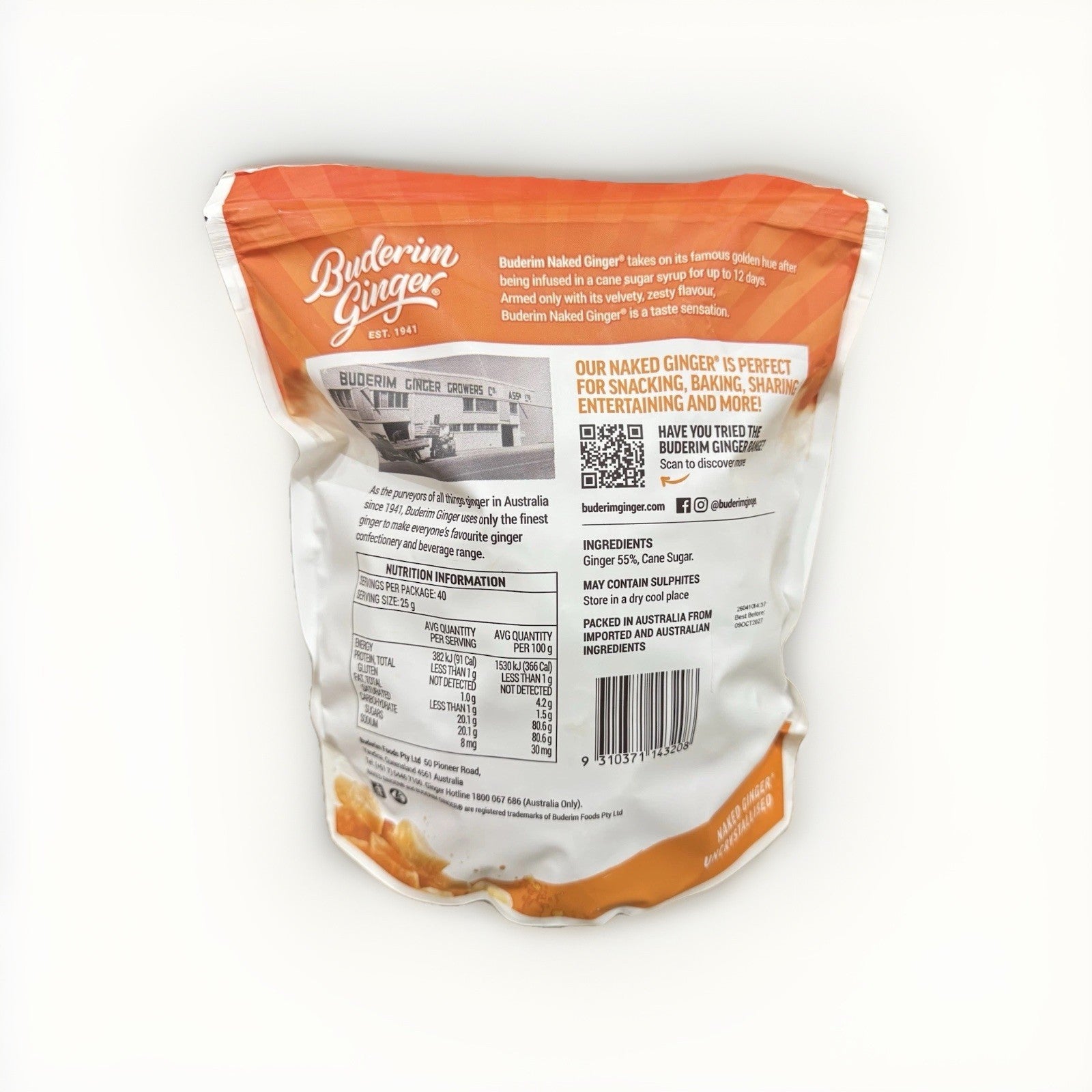 3PACK x Buderim Ginger Naked Ginger Deliciously Uncrystallised 1kg Perfect Snack