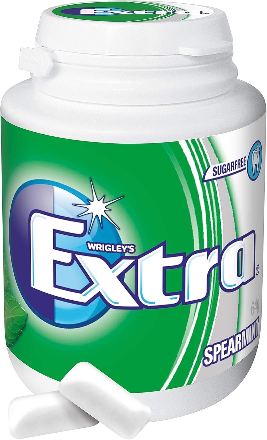 Extra Spearmint,  64g Bottle (Case of 6), Sugar Free Chewing Gum, *Free Ship*
