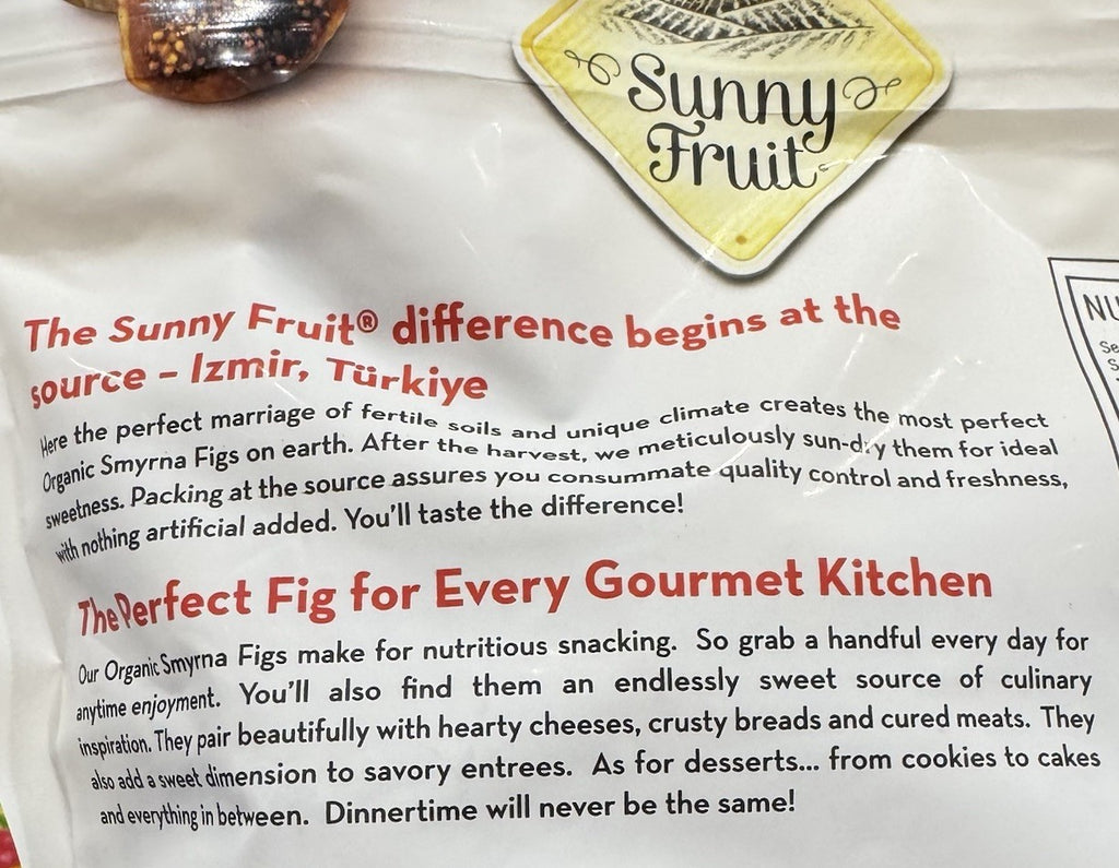 Sunny Fruit Organic Sun Dried Smyrna Figs 1.13kg Unsulphured No Sugar Added