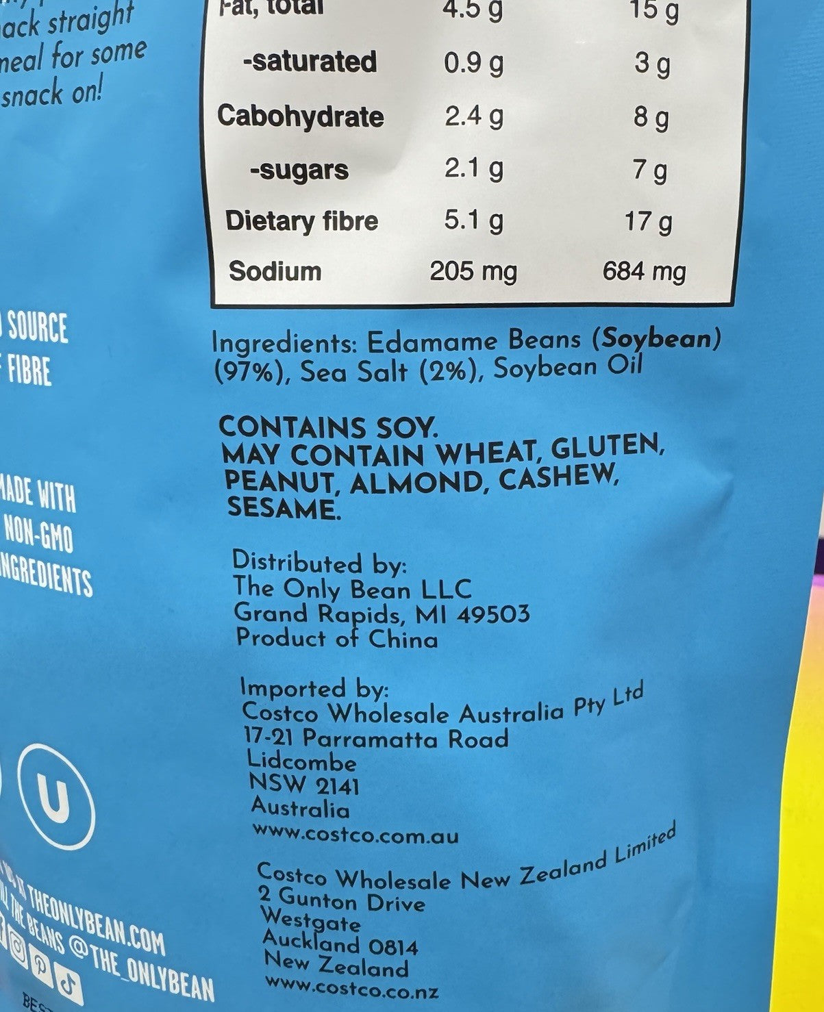 The Only Bean Crunchy Roasted Edamame Beans 510g Protein Snack Non-GMO Vegan