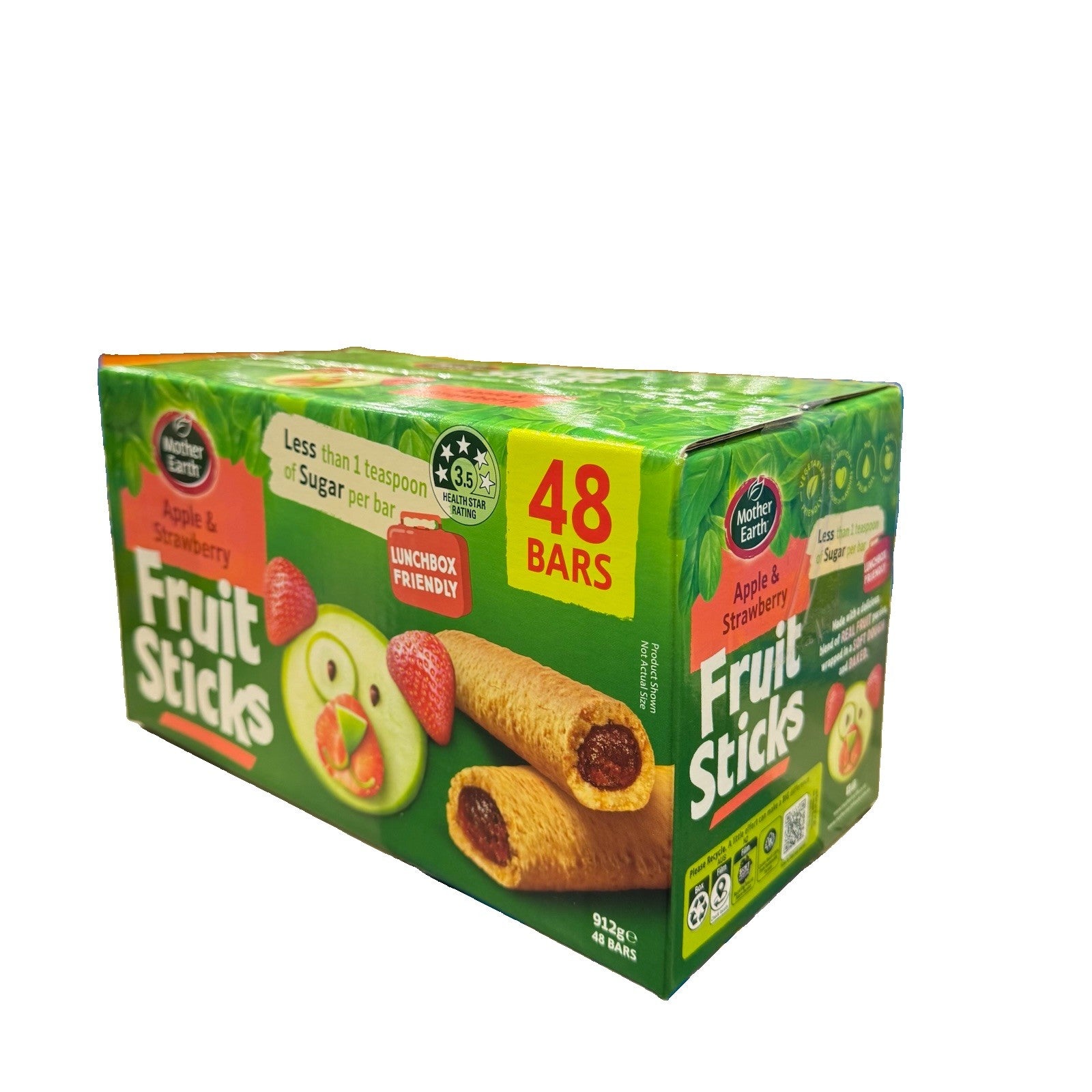 Mother Earth Apple & Strawberry Fruit Sticks 48 Bars 912g Lunchbox Friendly