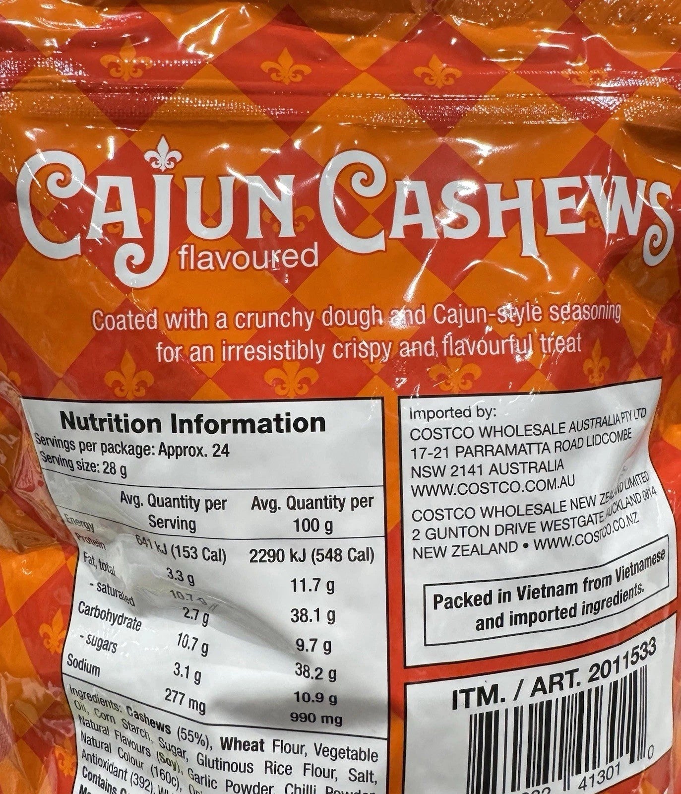 Cajun Cashews Crispy Cracker Coating 680g Crunchy Flavoured Nuts Snack Pantry