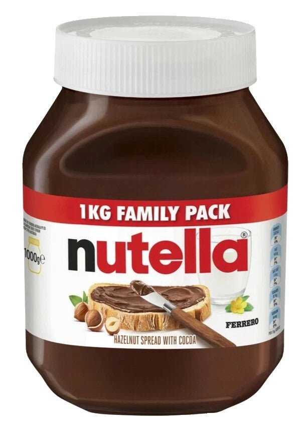 Nutella Hazelnut Spread 1KG with Cocoa Chocolate Family Pack Pantry Bulk Jar