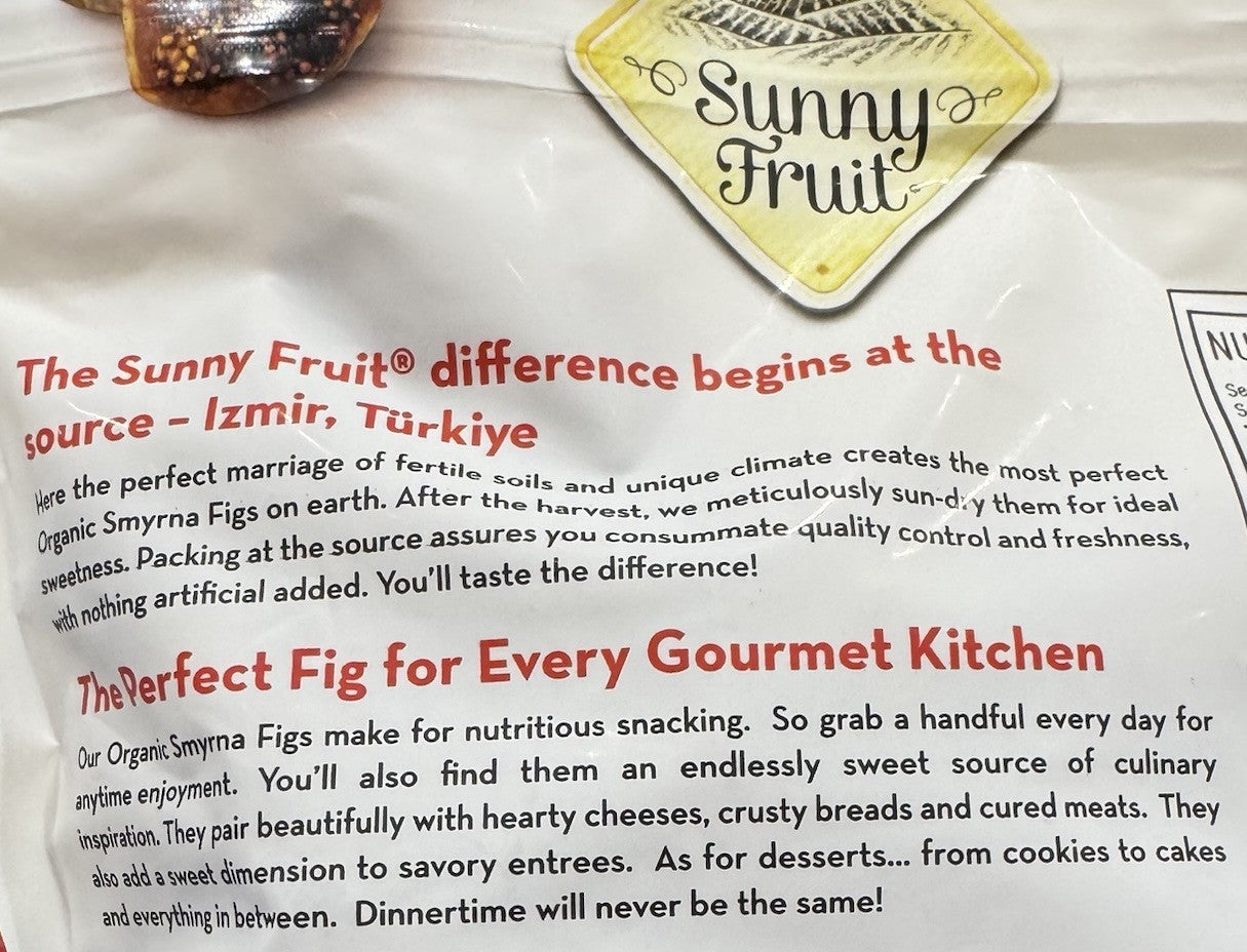 Sunny Fruit Organic Sun Dried Smyrna Figs 1.13kg Unsulphured No Sugar Added