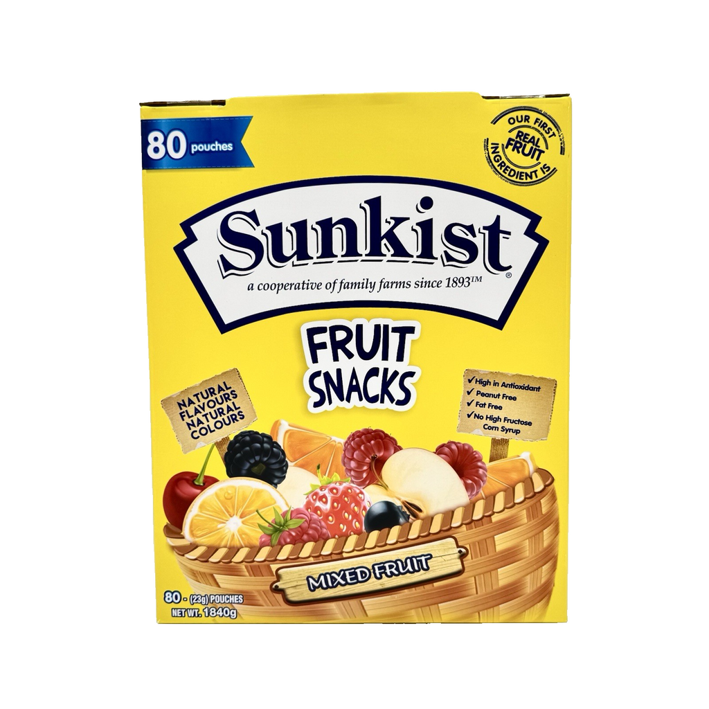 SUNKIST Mixed Fruit 80 x 23g Snacks Fat Free Real Fruit Kids Health Sweet 1.84kg