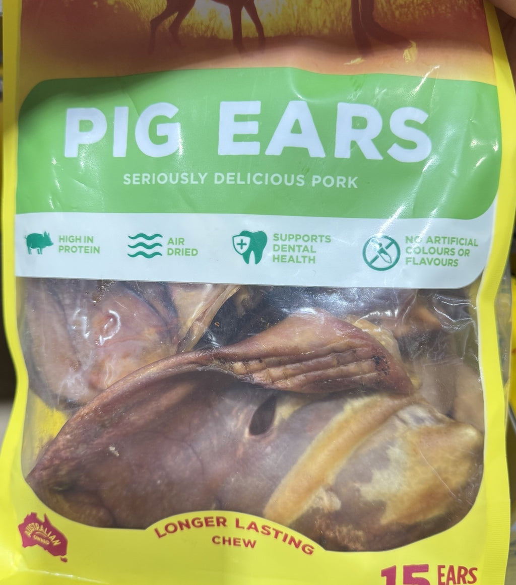 Bow Wow Pigs Ear Dog Treats 15 EARS High Protein, Air Dried, Support Dental