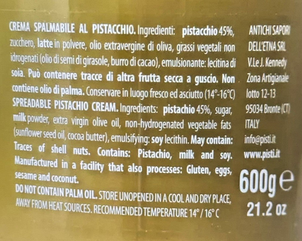 Pisti Sicilian Pistachio Cream Spread Spreadable 600g * NEW * FREE SHIP *