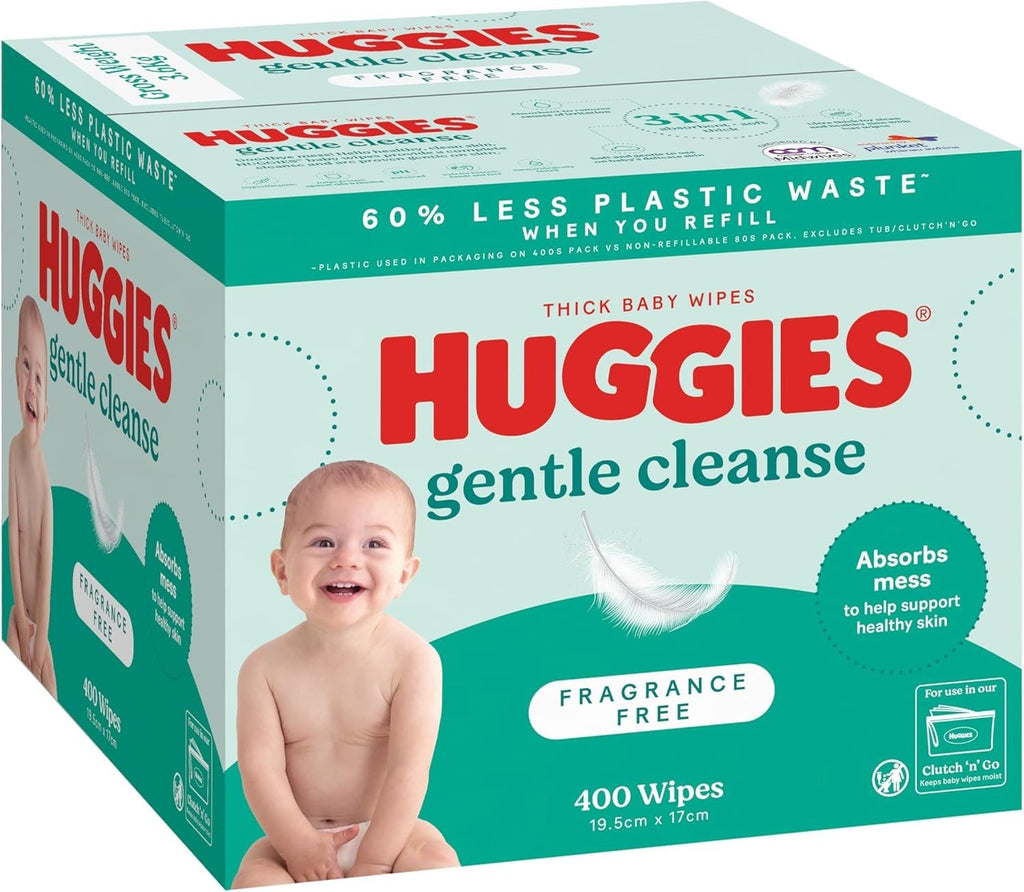 Huggies Fragrance Free Baby Wipes 400 Pack - Gentle Clean for Delicate Skin