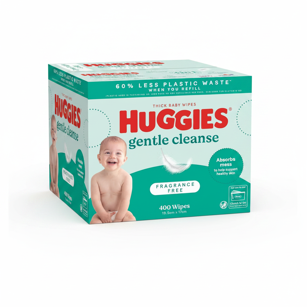 Huggies Fragrance Free Baby Wipes 400 Pack - Gentle Clean for Delicate Skin