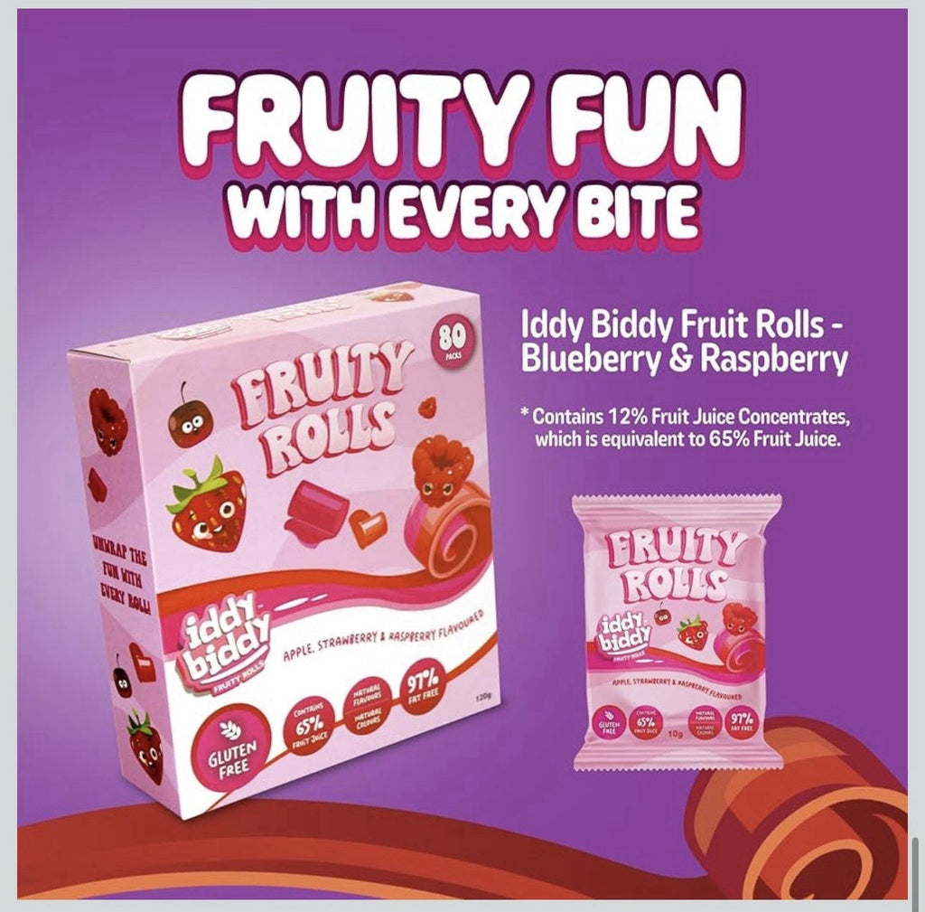 80Pack Iddy Biddy Apple Strawberry/Raspberry Flavour Fruity Rolls 800G(80 x 10g)
