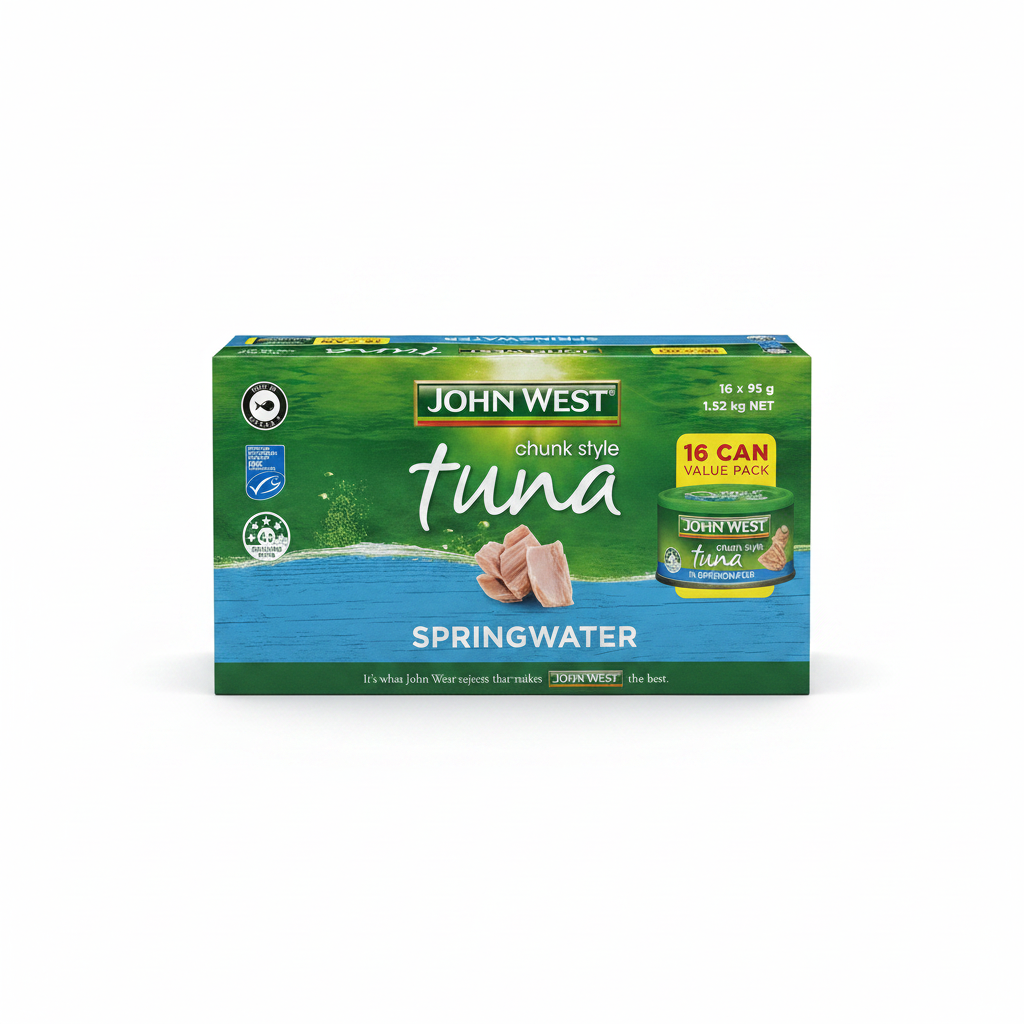 John West Canned Chunky Tuna (16 x 95g) In Springwater Kids Healthy Lunch Snack