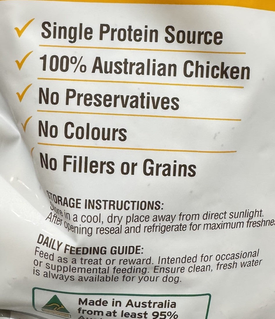 Natural Rewards Human Grade Chicken Dog Pet Food Treats 500g Australian Made
