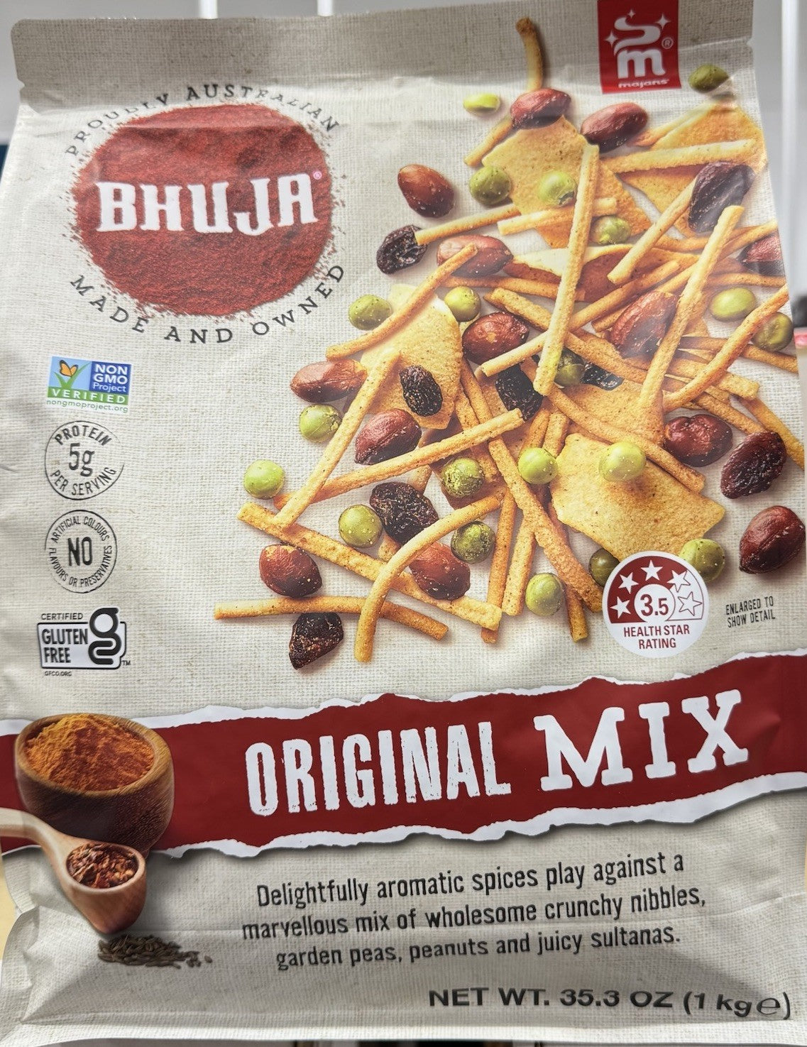 BHUJA Original Mix Large Peas & Peanut Gluten-Free Vegan Snack No Added MSG