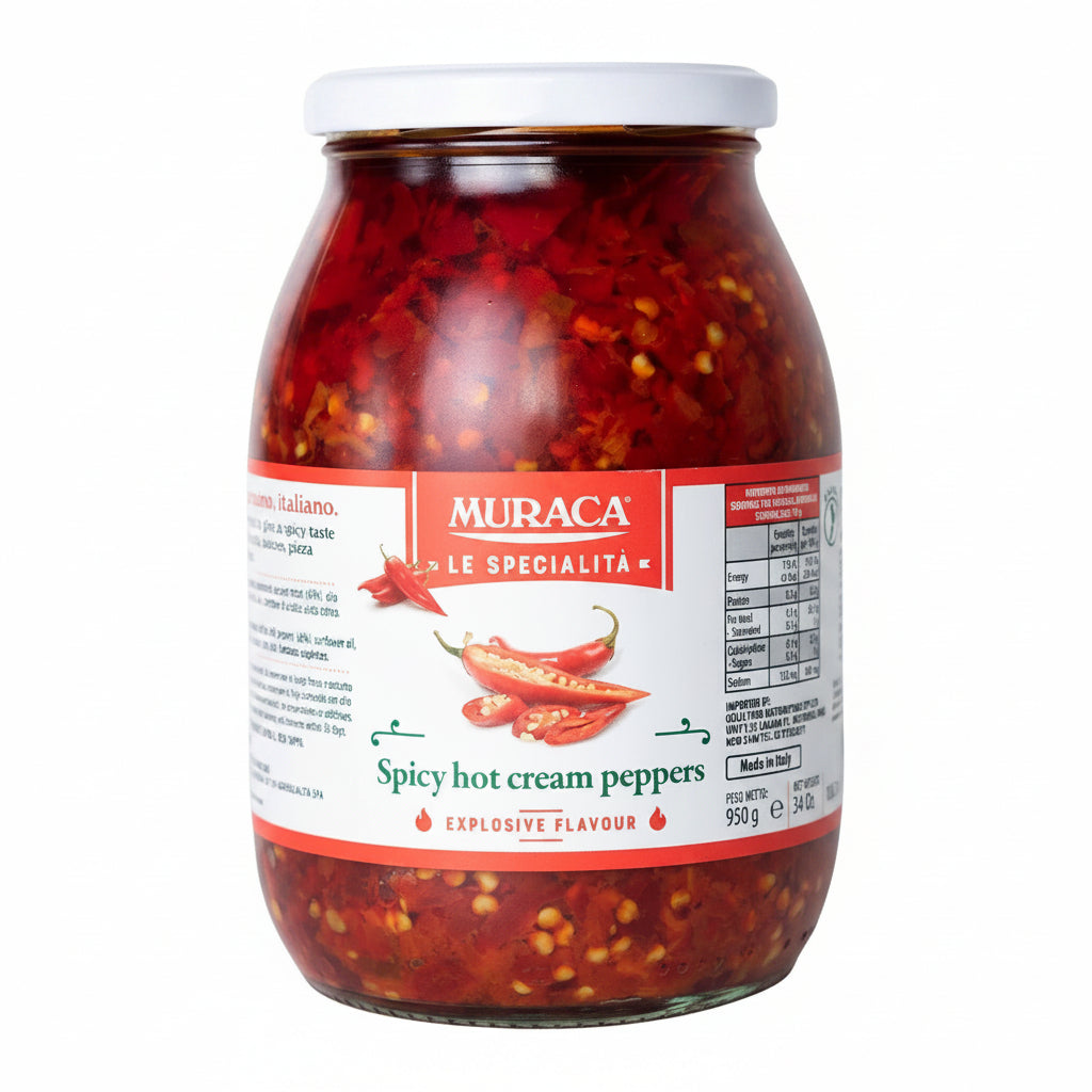 Muraca Spicy Hot Pepper 950g Spicy Hot Cream Peppers Made in Italia