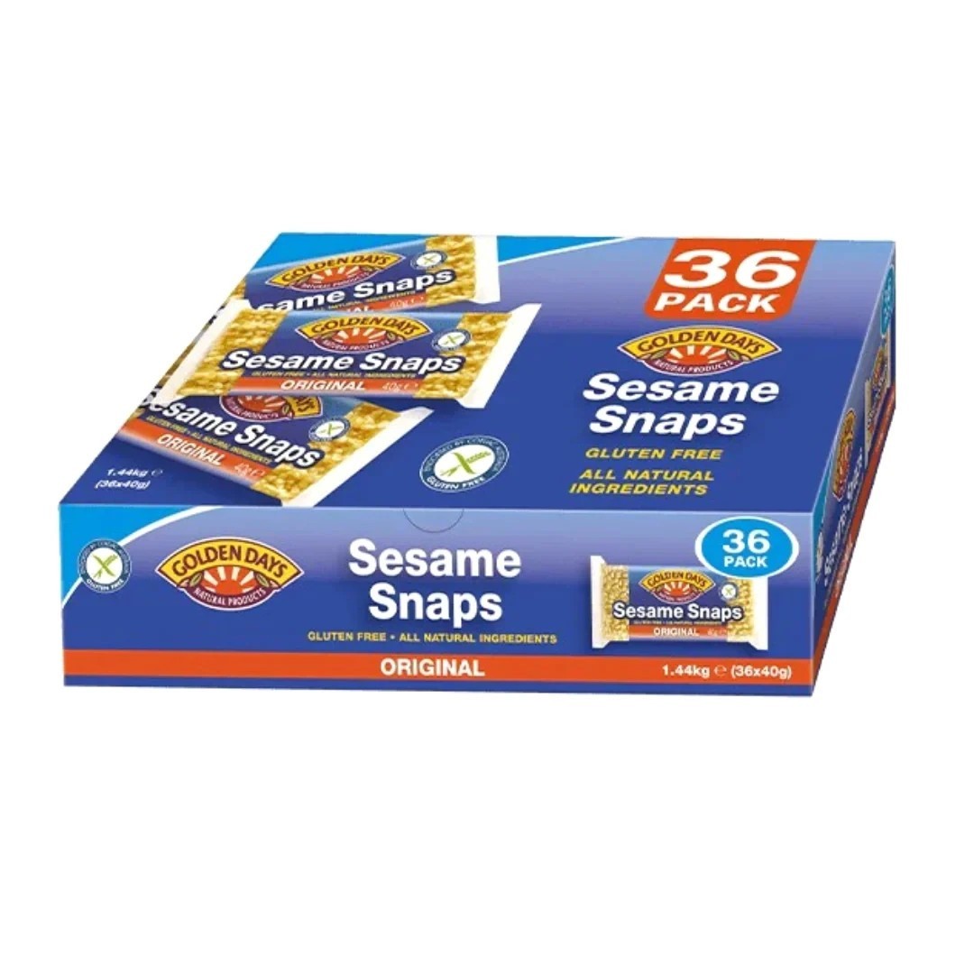Golden Days Sesame Snaps Natural Ingredient Gluten Free KidSnack 36x40g
