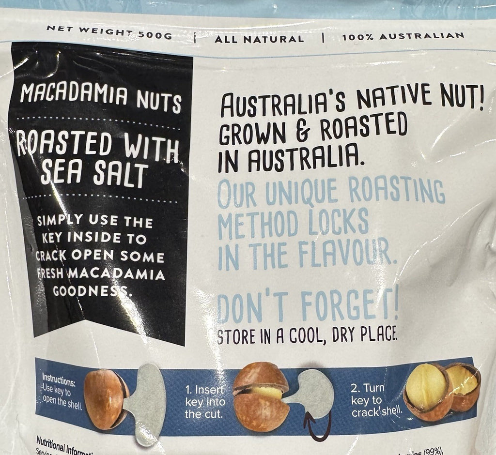 Fresh Macadamia Nuts 500g Roasted with Sea Salt In Shell 100% AU Ingredients