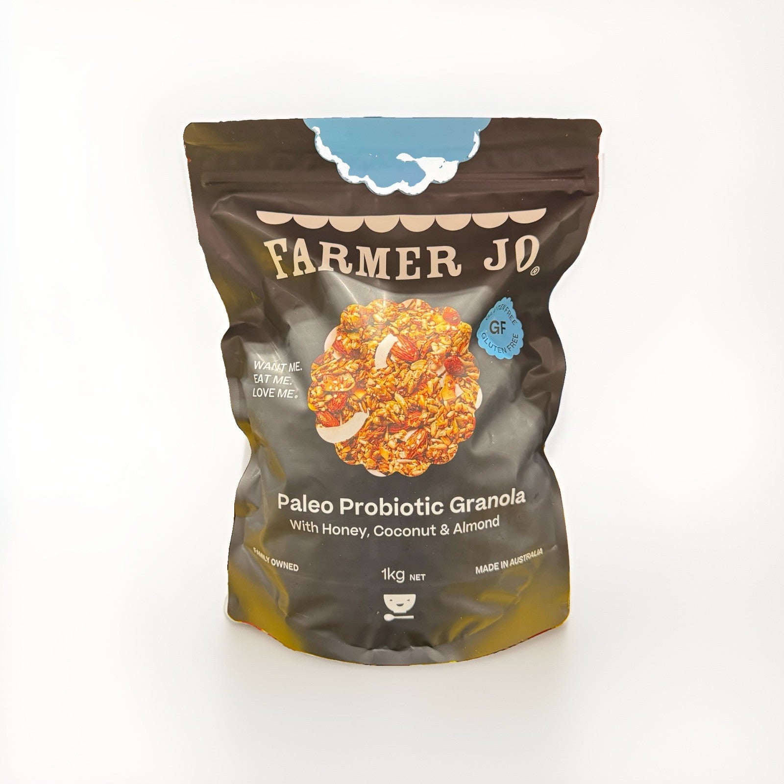 2 PACK x Farmer Jo Paleo Probiotic Granola 1KG with Honey, Coconut & Almond