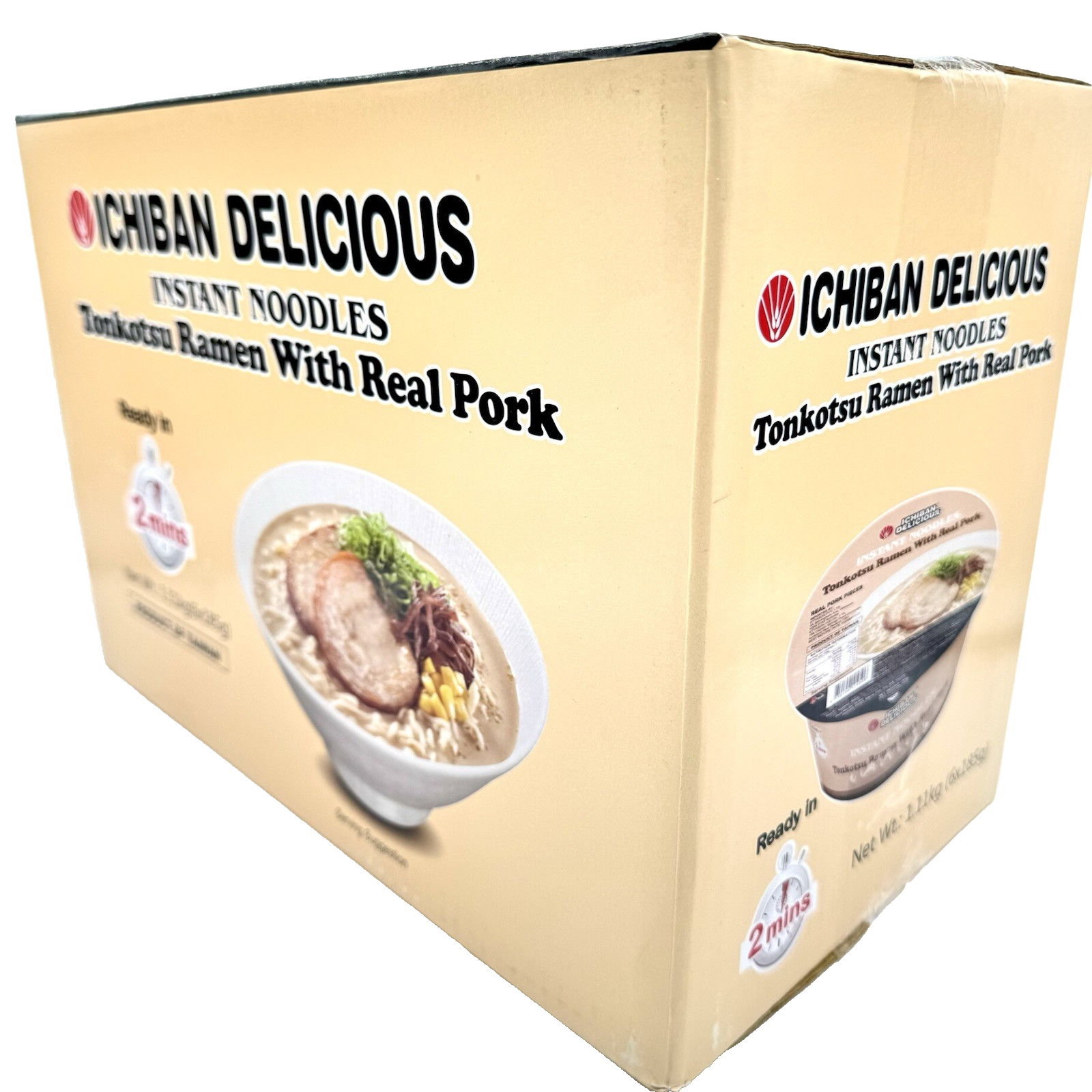 Ichiban Delicious Instant Bowl Noodles Tonkotsu Ramen with Real Pork 6x185g