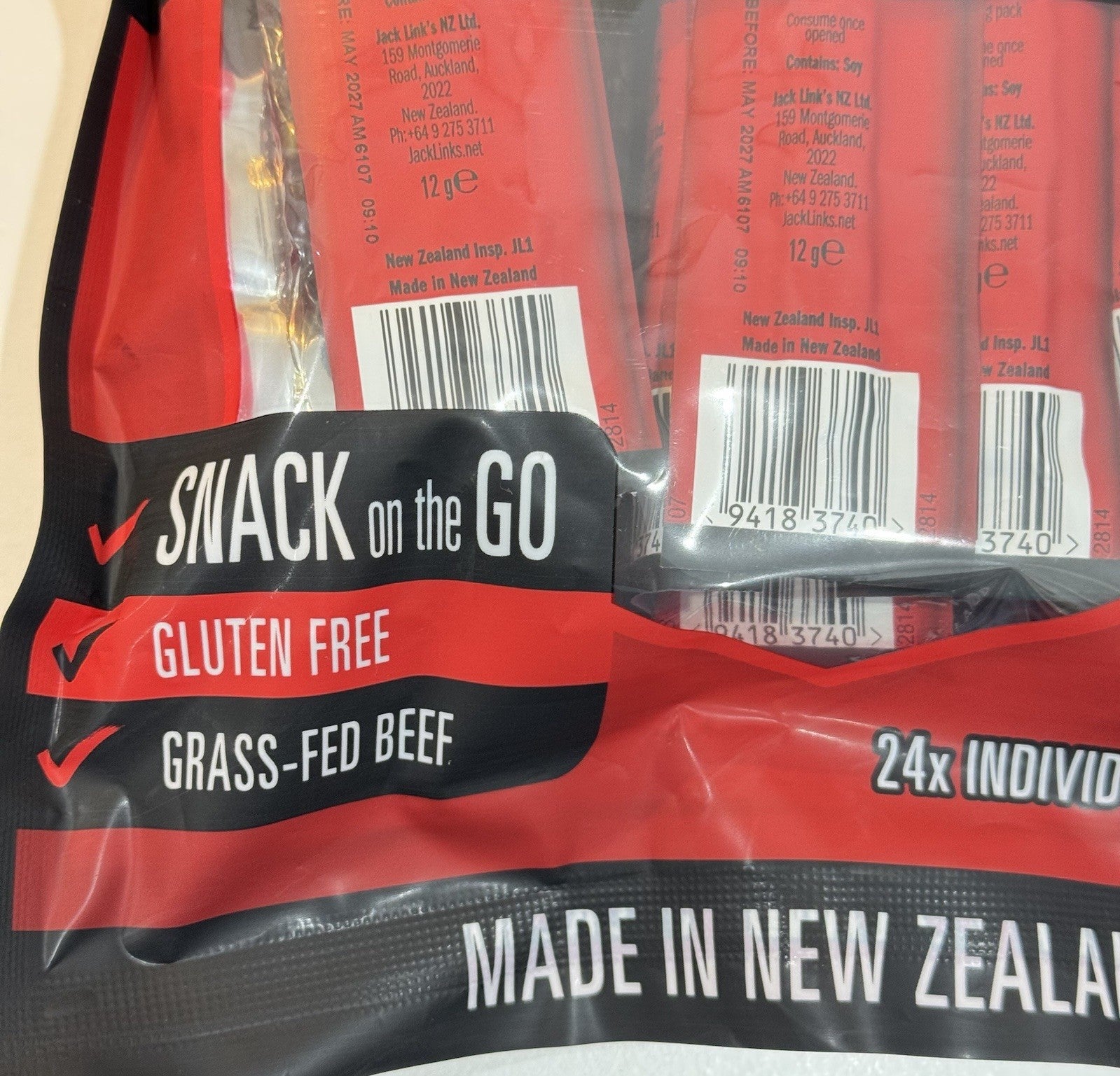 2 x Jack Link's Original Beef Jerky Stick 24x12g Protein Smoked Meat Snack 288g
