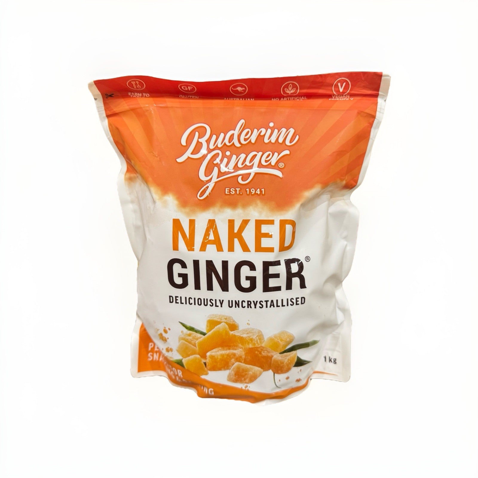 3PACK x Buderim Ginger Naked Ginger Deliciously Uncrystallised 1kg Perfect Snack