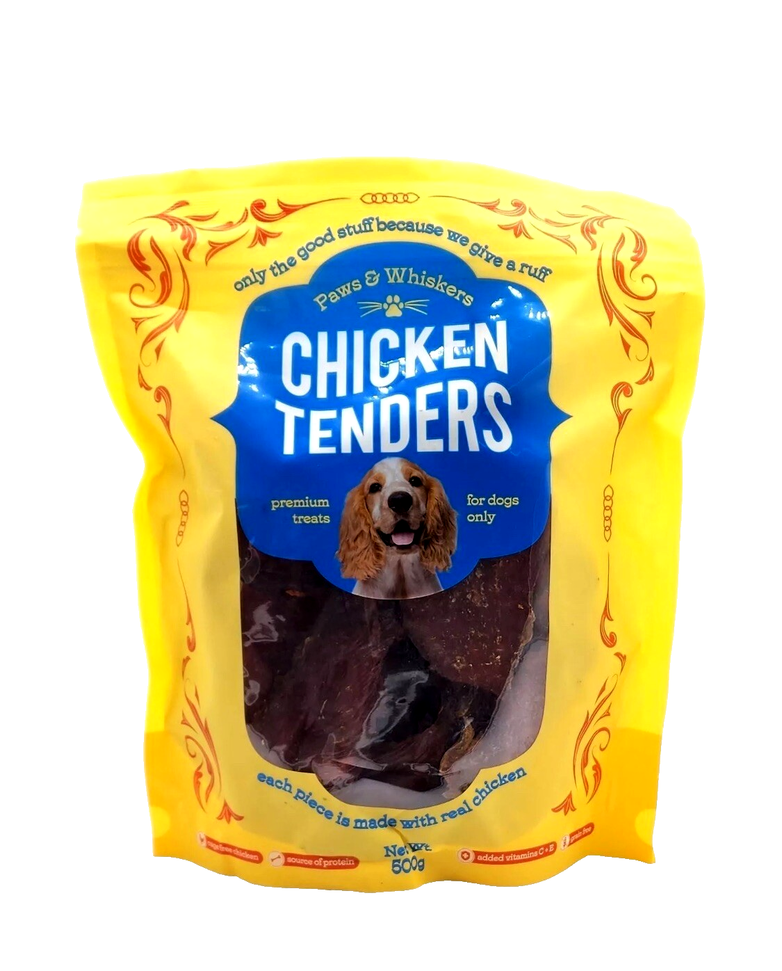 Paws & Whiskers Chicken Tenders Real Premium 500grams, Dog Pet Treats Vitamin