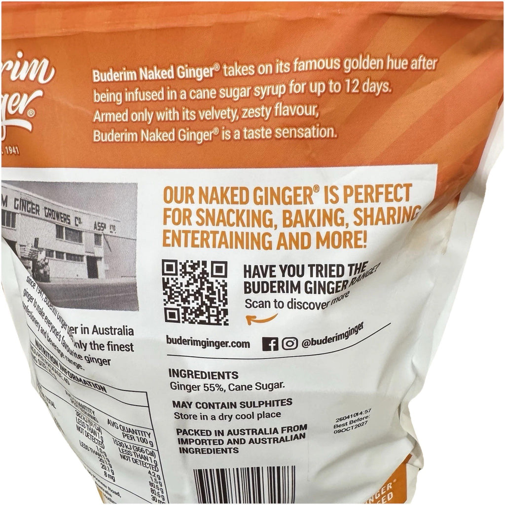 3PACK x Buderim Ginger Naked Ginger Deliciously Uncrystallised 1kg Perfect Snack